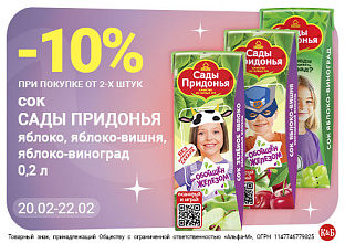 Сок Сады придонья 0,2 20.02-22.02